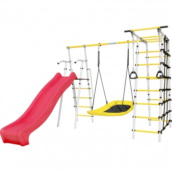 Детский спортивный комплекс для дачи ROMANA БОГАТЫРЬ MAX (с качелями-гнездо «Лодка»)