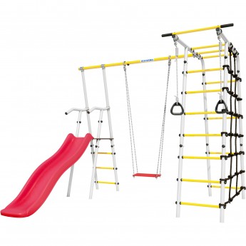 Детский спортивный комплекс для дачи ROMANA БОГАТЫРЬ серый/желтый с фанерными качелями