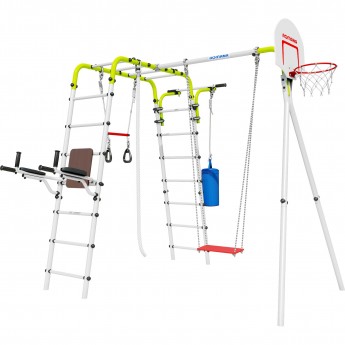 Детский спортивный комплекс для дачи ROMANA FITNESS (Фитнес, салатовый/белый) (с фанерными качелями)