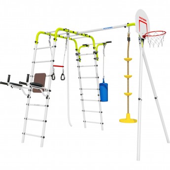 Детский спортивный комплекс для дачи ROMANA FITNESS (Фитнес, салатовый/белый) (с качелями Диск)