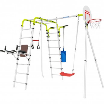 Детский спортивный комплекс для дачи ROMANA FITNESS (Фитнес, салатовый/белый) (с пластиковыми качелями)