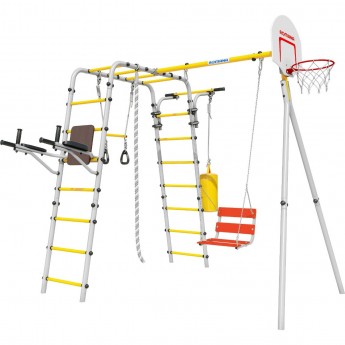 Детский спортивный комплекс для дачи ROMANA FITNESS желтый/серый с цепными качелями