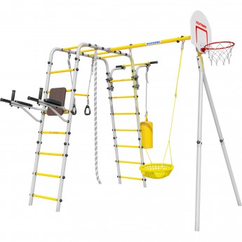 Детский спортивный комплекс для дачи ROMANA FITNESS желтый/серый с детскими качелями