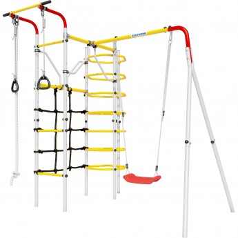 Детский спортивный комплекс для дачи ROMANA КОСМОС (красный/желтый/белый)(с пластиковыми качелями)