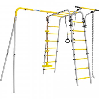 Детский спортивный комплекс для дачи ROMANA ВЕСЕЛАЯ ЛУЖАЙКА - 2 желтый/серый с качелями Диск