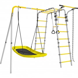 Детский спортивный комплекс для дачи ROMANA ВЕСЕЛАЯ ЛУЖАЙКА - 2 желтый/серый с качелями Лодка Детский спортивный комплекс для дачи ROMANA ВЕСЕЛАЯ ЛУЖАЙКА - 2 желтый/серый с качелями Лодка