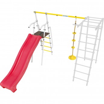 Дополнительный комплект с горкой 1200 мм к дачному комплексу ROMANA для высоты балки качелей 2050 мм белый/красный/желтый качели диск Дополнительный комплект с горкой 1200 мм к дачному комплексу ROMANA для высоты балки качелей 2050 мм белый/красный/желтый качели диск