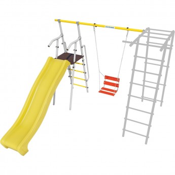 Дополнительный комплект с горкой 1200 мм к дачному комплексу ROMANA для высоты балки качелей 2050 мм желтый/белый цепные качели Дополнительный комплект с горкой 1200 мм к дачному комплексу ROMANA для высоты балки качелей 2050 мм желтый/белый цепные качели