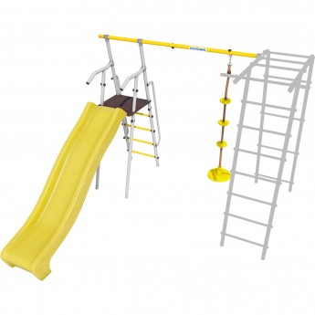 Дополнительный комплект с горкой 1200 мм к дачному комплексу ROMANA для высоты балки качелей 2050 мм желтый/белый качели диск Дополнительный комплект с горкой 1200 мм к дачному комплексу ROMANA для высоты балки качелей 2050 мм желтый/белый качели диск