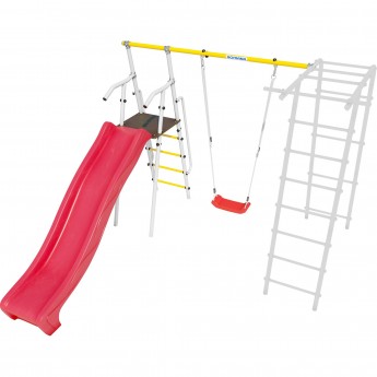 Дополнительный комплект с горкой 1200 мм к дачному комплексу ROMANA для высоты балки качелей 2050 мм белый/красный/желтый пластиковые качели Дополнительный комплект с горкой 1200 мм к дачному комплексу ROMANA для высоты балки качелей 2050 мм белый/красный/желтый пластиковые качели