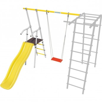Дополнительный комплект с горкой к дачному комплексу ROMANA для высоты балки качелей 2050 мм фанерные качели желтый/белый