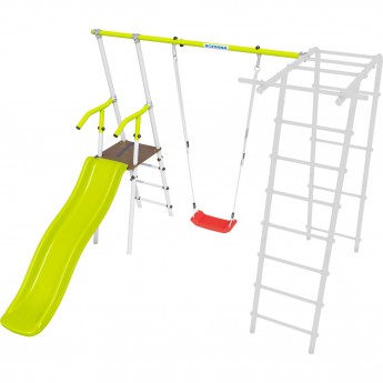 Дополнительный комплект с горкой к дачному комплексу ROMANA, только для высоты балки качелей 2050 мм, салатовый/белый, пластиковые качели