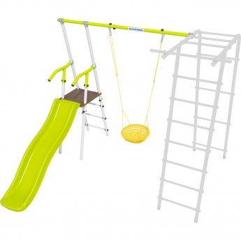 Дополнительный комплект с горкой к дачному комплексу ROMANA, только для высоты балки качелей 2050 мм, салатовый/белый, с детскими качелями