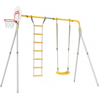 Комплект №5 ROMANA качели пластиковые + лестница веревочная + щит баскетбольный