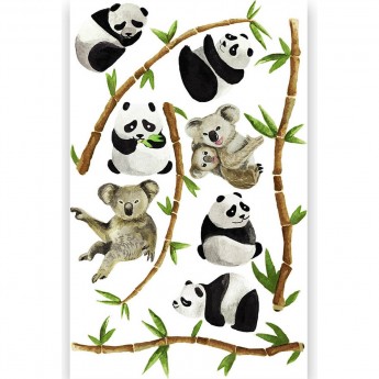 Наклейка на стену декоративная Romana "Панды" размер M
